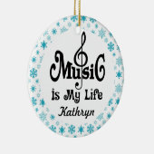 Muziek met persoonlijke kerstcadeautjes keramisch ornament (Rechts)