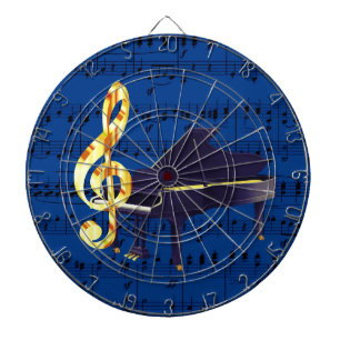 Muziek met Piano & Gold Treble Clef Royal Blue She Dartbord