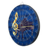 Muziek met Piano & Gold Treble Clef Royal Blue She Dartbord (Voorkant Rechts)