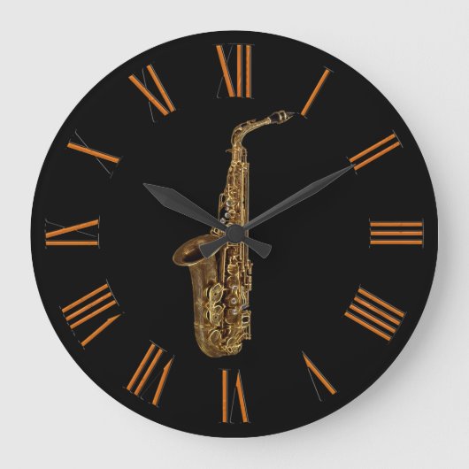 Muziek met saxophone's Wall Clock Grote Klok (Voorkant)