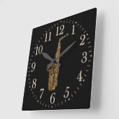 Muziek met saxophone's Wall Clock Vierkante Klok (Hoek)