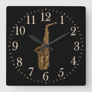 Muziek met saxophone's Wall Clock Vierkante Klok