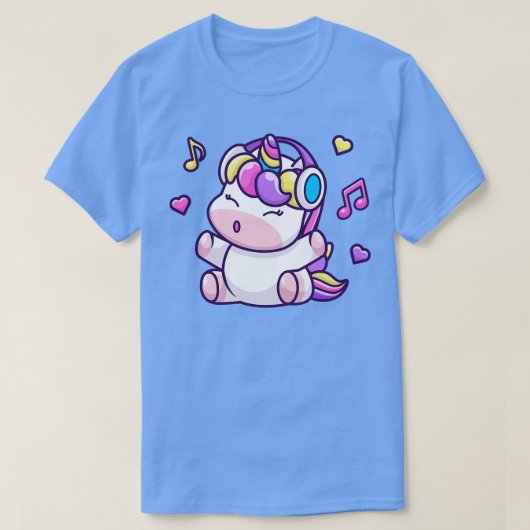 Muziek met Unicorn Luisteren via hoofdtelefoon T-shirt (Design voorkant)