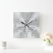 Muziek met wandklok, Silver Treble Clef Decor Vierkante Klok (Huis)