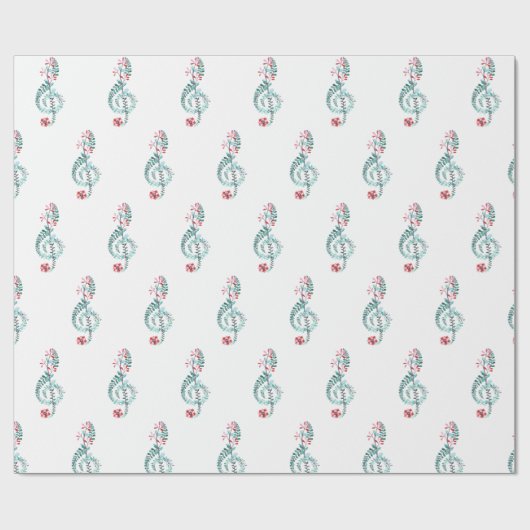 Muziek met Waterverf VerTreble Clef Pattern Cadeaupapier (Vlak)