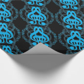 Muziek met zwart/blauw Mirror-Afbeelding Cadeaupapier (Hoek)
