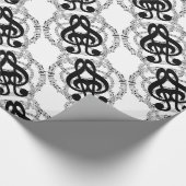 Muziek met zwart-wit spiegelbeeld cadeaupapier (Hoek)