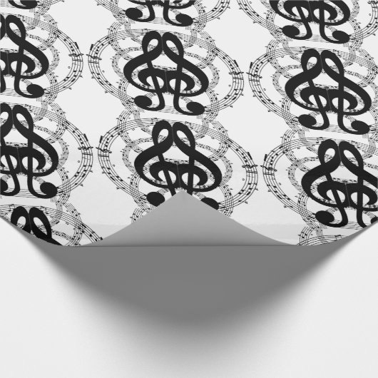 Muziek met zwart-wit spiegelbeeld cadeaupapier (Hoek)