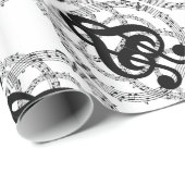 Muziek met zwart-wit spiegelbeeld cadeaupapier (Rol Hoek)