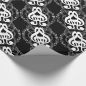 Muziek met zwart-wit spiegelbeeld cadeaupapier (Hoek)