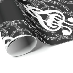 Muziek met zwart-wit spiegelbeeld cadeaupapier