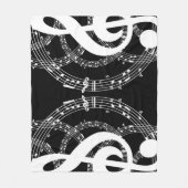 Muziek met zwart-wit spiegelbeeld fleece deken (Voorkant)
