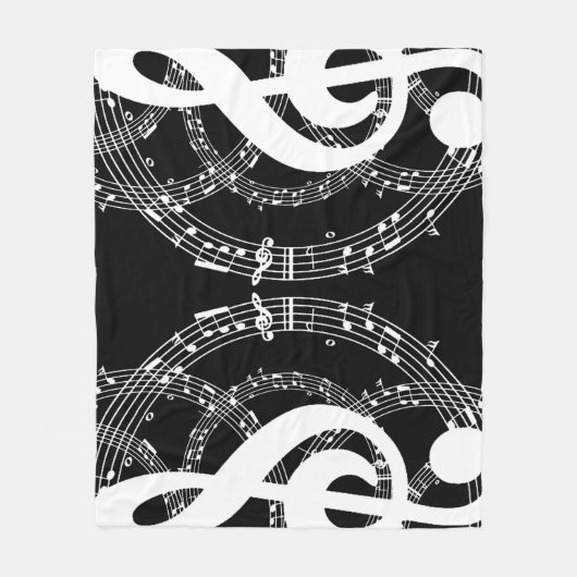 Muziek met zwart-wit spiegelbeeld fleece deken (Voorkant)