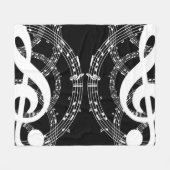 Muziek met zwart-wit spiegelbeeld fleece deken (Voorkant (Horizontaal))