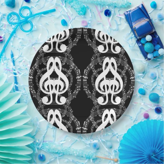 Muziek met zwart-wit spiegelbeeld papieren bordje (Feest)