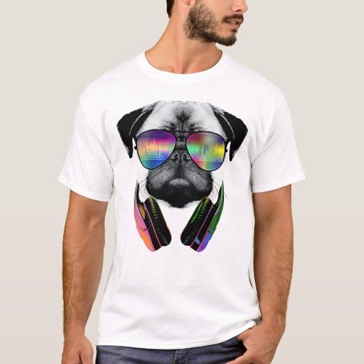 Muziek minnende pug v2 t-shirt (Voorkant)