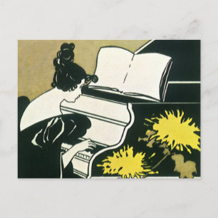 muziek, Miss Traumerei die Piano speelt, Reed Briefkaart