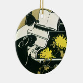  muziek, Miss Traumerei die Piano speelt, Reed Keramisch Ornament (Rechts)