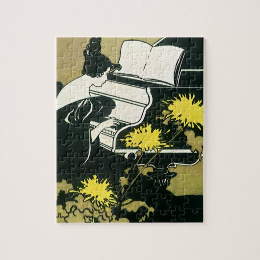  muziek, Miss Traumerei die Piano speelt, Reed Legpuzzel (Verticaal)