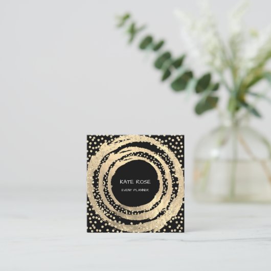 Muziek Mode Blogger Black voor Event Planner Vierkante Visitekaartje (Staand voorkant)