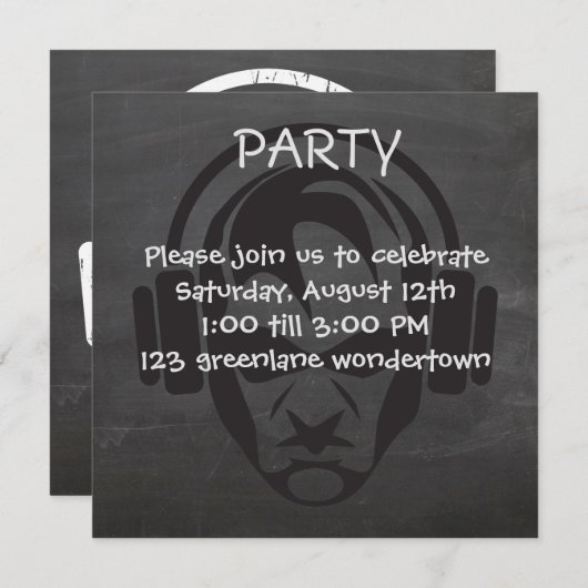 Muziek moderne DJ EDM-partijuitnodiging Kaart (Voorkant / Achterkant)