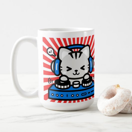 Muziek mok met kat ,Cute kat mok (Met donut)