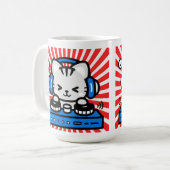 Muziek mok met kat ,Cute kat mok (Voorkant links)