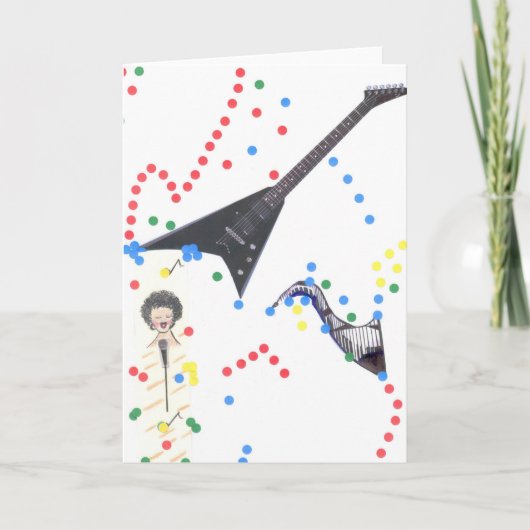 Muziek Montage Red Wenskaart Kaart (Voorkant)