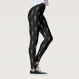 Muziek Motief Smeltende Vioolsleutel Wit en Zwart Leggings