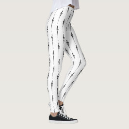 Muziek Motief Smeltende Vioolsleutel Zwart en Wit Leggings