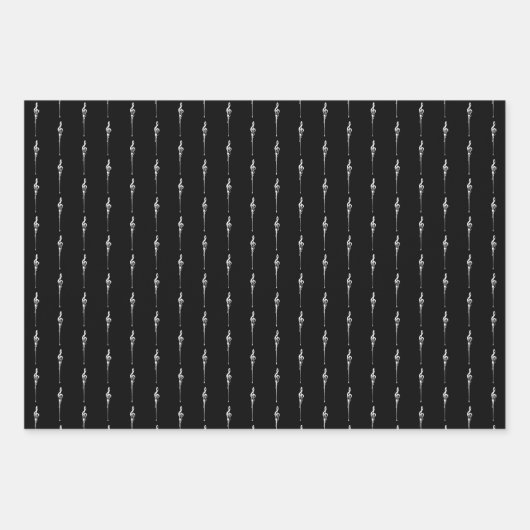 Muziek Motif Melting Treble Clef White en Black Inpakpapier Vel (Voorkant 2)