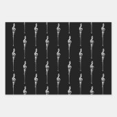 Muziek Motif Melting Treble Clef White en Black Inpakpapier Vel (Voorkant)