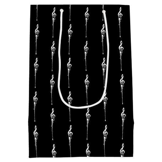 Muziek Motif Melting Treble Clef White en Black Medium Cadeauzakje (Achterkant)