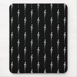 Muziek Motif Melting Treble Clef White en Black Muismat