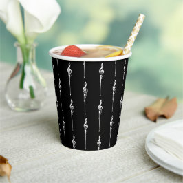 Muziek Motif Melting Treble Clef White en Black Papieren Bekers