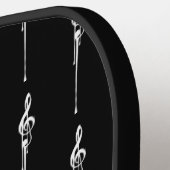 Muziek Motif Melting Treble Clef White en Black Pickleball Paddle (Links Detail)