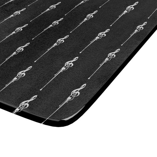 Muziek Motif Melting Treble Clef White en Black Snijplank (Hoek)