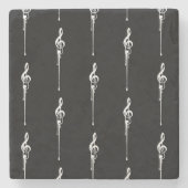 Muziek Motif Melting Treble Clef White en Black Stenen Onderzetter (Voorkant)