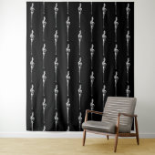 Muziek Motif Melting Treble Clef White en Black Wandkleed (In situ)