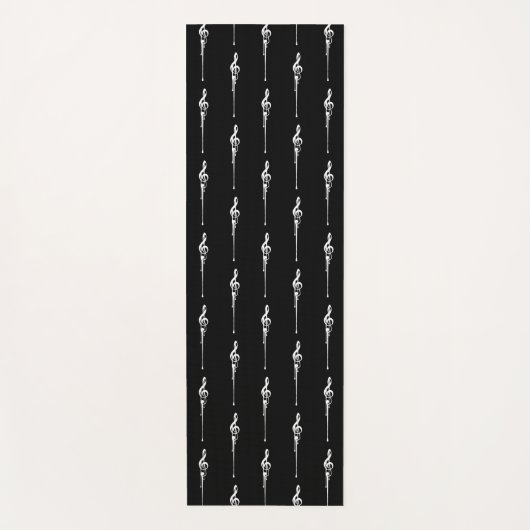 Muziek Motif Melting Treble Clef White en Black Yogamat (Voorkant)