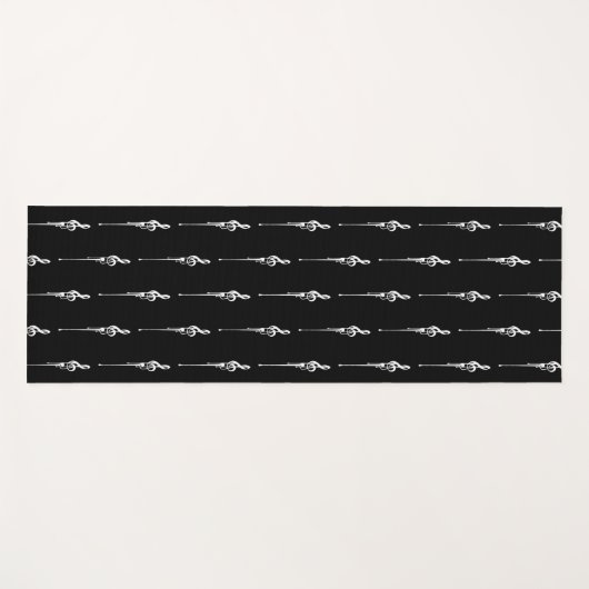 Muziek Motif Melting Treble Clef White en Black Yogamat (Voorkant (horizontaal))
