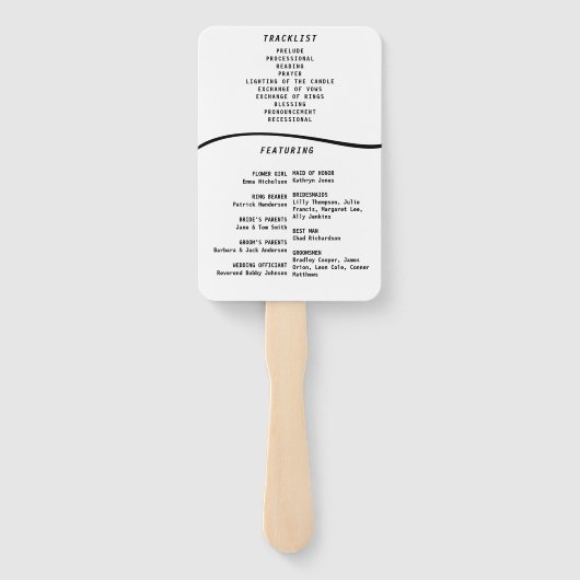 Muziek MP3-speler White Wedding Program Handwaaier (Achterkant)