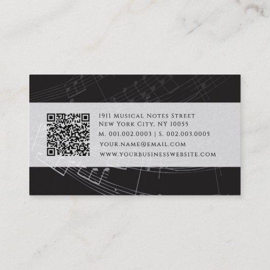 Muziek Musical Symphony Notes Song Zingende Arties Visitekaartje (Achterkant)
