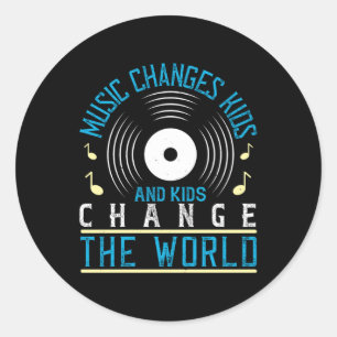Muziek - Muziek en Kinderen veranderen de wereld Ronde Sticker