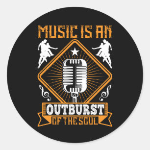 Muziek - muziek is een uitbarsting van de sol ronde sticker
