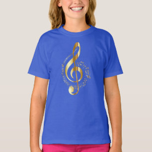 Muziek, muziek, muziek, g-klaverschroef in goud, t-shirt