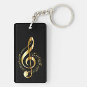 Muziek, muziek, muziek, treble sleutel in goud, sleutelhanger (achterkant)