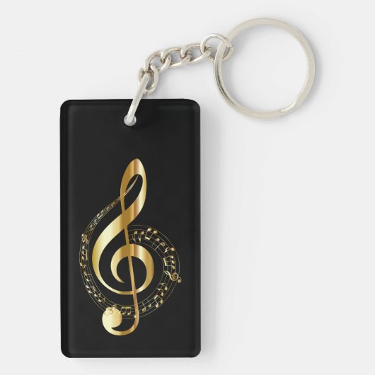 Muziek, muziek, muziek, treble sleutel in goud, sleutelhanger (achterkant)