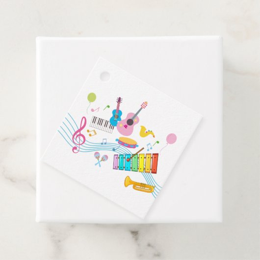 muziek, muziekinstrumenten drum kinder zingend bedankjes labels (In situ)