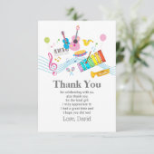 muziek, muziekinstrumenten drum kinder zingend bedankkaart (Staand voorkant)